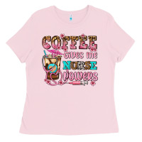 Bubblegum Pink coffee gives me nurse power Ladies Tee - AdoDesignShop