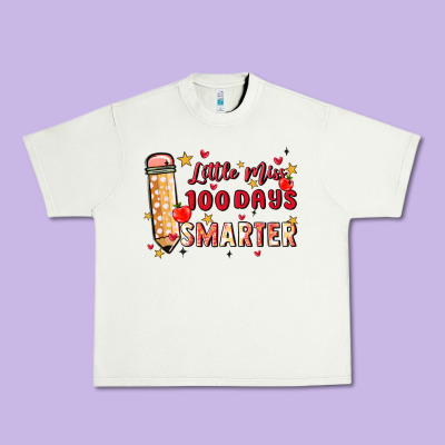 Little Miss 100 Days Smarter Urban Heavy Tee Designed By Maliassmallbusiness