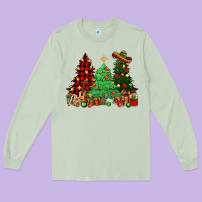 Mexican Christmas Trees Long Sleeve Tee Designed By Nancycooperartshop