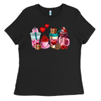 Valentines Day Roses Coffee Cups Ladies Tee | Teevron