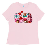 Bubblegum Pink valentines day roses coffee cups Ladies Tee - AdoDesignShop