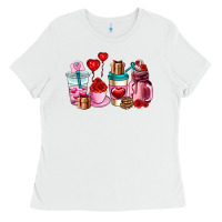 White valentines day roses coffee cups Ladies Tee - AdoDesignShop