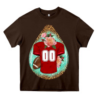 Chocolate Brown american football and western roses teardrop Heavy Core Tee - BundleAndBundleShop