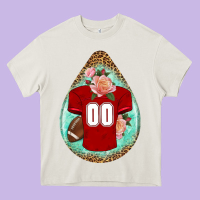 American Football And Western Roses Teardrop Heavy Core Tee Designed By Bundleandbundleshop