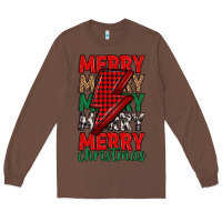 Chestnut merry christmas lightning bolt Long Sleeve Tee - MaliasSmallBusiness