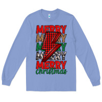 Colony Blue merry christmas lightning bolt Long Sleeve Tee - MaliasSmallBusiness