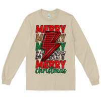 Mushroom merry christmas lightning bolt Long Sleeve Tee - MaliasSmallBusiness
