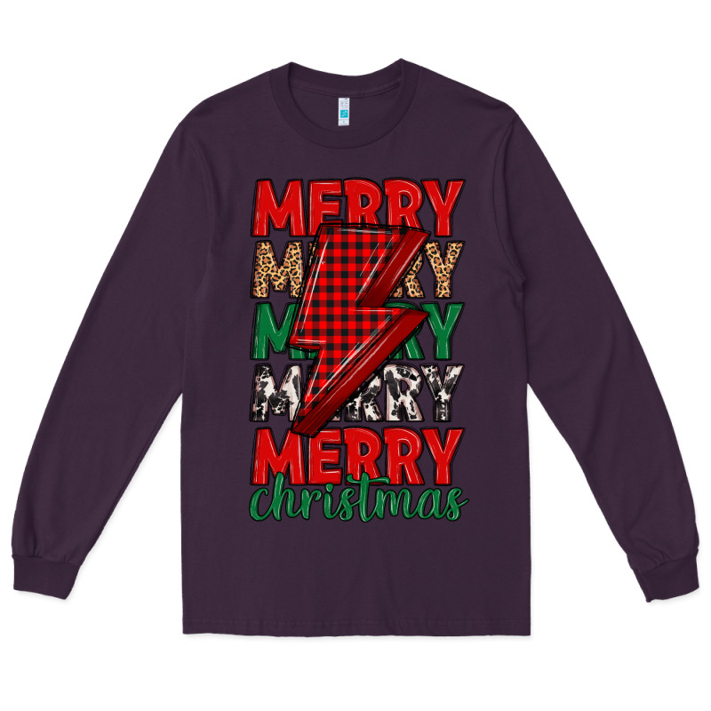 Merry Christmas Lightning Bolt Long Sleeve Tee by MaliasSmallBusiness | Teevron