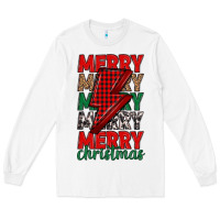 White merry christmas lightning bolt Long Sleeve Tee - MaliasSmallBusiness