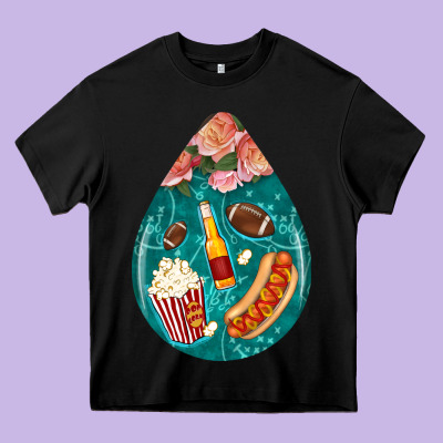 American Football And Western Roses Teardrop Heavy Core Tee Designed By Bundleandbundleshop