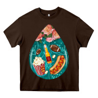 Chocolate Brown american football and western roses teardrop Heavy Core Tee - BundleAndBundleShop