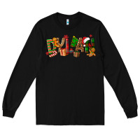 Black Personalized Christmas Themed Long Sleeve Tee - NancyCooperArtShop