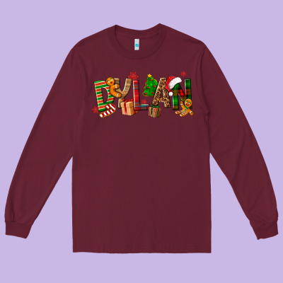 Personalized Christmas Themed Long Sleeve Tee Designed By Nancycooperartshop