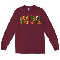 Burgundy Personalized Christmas Themed Long Sleeve Tee - NancyCooperArtShop