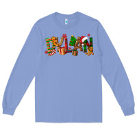 Colony Blue Personalized Christmas Themed Long Sleeve Tee - NancyCooperArtShop
