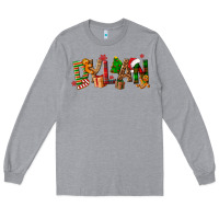 Heather Grey Personalized Christmas Themed Long Sleeve Tee - NancyCooperArtShop
