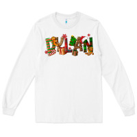 White Personalized Christmas Themed Long Sleeve Tee - NancyCooperArtShop