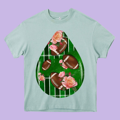 American Football And Western Roses Teardrop Heavy Core Tee Designed By Bundleandbundleshop
