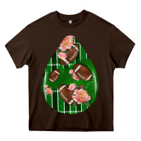 Chocolate Brown american football and western roses teardrop Heavy Core Tee - BundleAndBundleShop