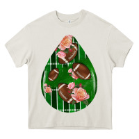 Cream american football and western roses teardrop Heavy Core Tee - BundleAndBundleShop