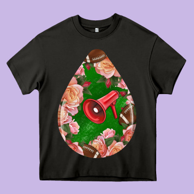 American Football And Western Roses Teardrop Heavy Core Tee Designed By Bundleandbundleshop