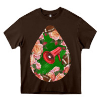 Chocolate Brown american football and western roses teardrop Heavy Core Tee - BundleAndBundleShop