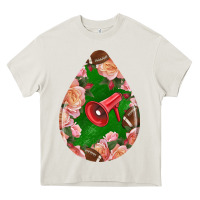 Cream american football and western roses teardrop Heavy Core Tee - BundleAndBundleShop