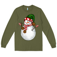 Army Green Snowman Long Sleeve Tee - NancyCooperArtShop