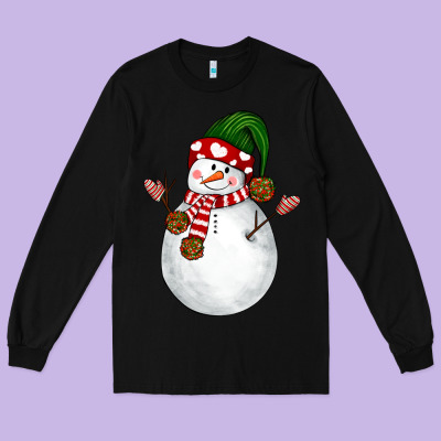 Snowman Long Sleeve Tee Designed By Nancycooperartshop