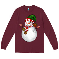 Burgundy Snowman Long Sleeve Tee - NancyCooperArtShop