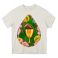 Cream american football and western roses teardrop Heavy Core Tee - BundleAndBundleShop