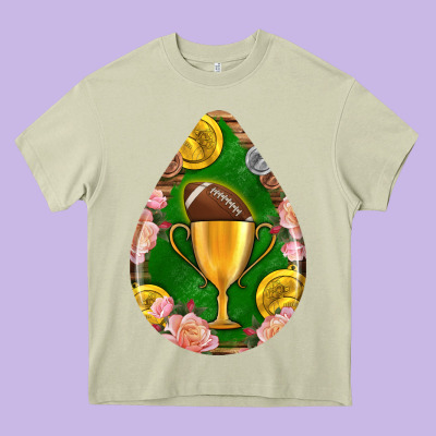 American Football And Western Roses Teardrop Heavy Core Tee Designed By Bundleandbundleshop