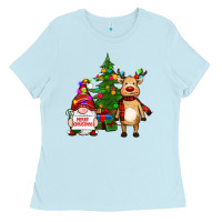 Baby Blue merry christmas gnomes, reindeer Ladies Tee - RanaPortraitStore