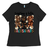 Black everything is better with dachshunds Ladies Tee - JahusDesignShop