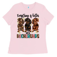 Bubblegum Pink everything is better with dachshunds Ladies Tee - JahusDesignShop
