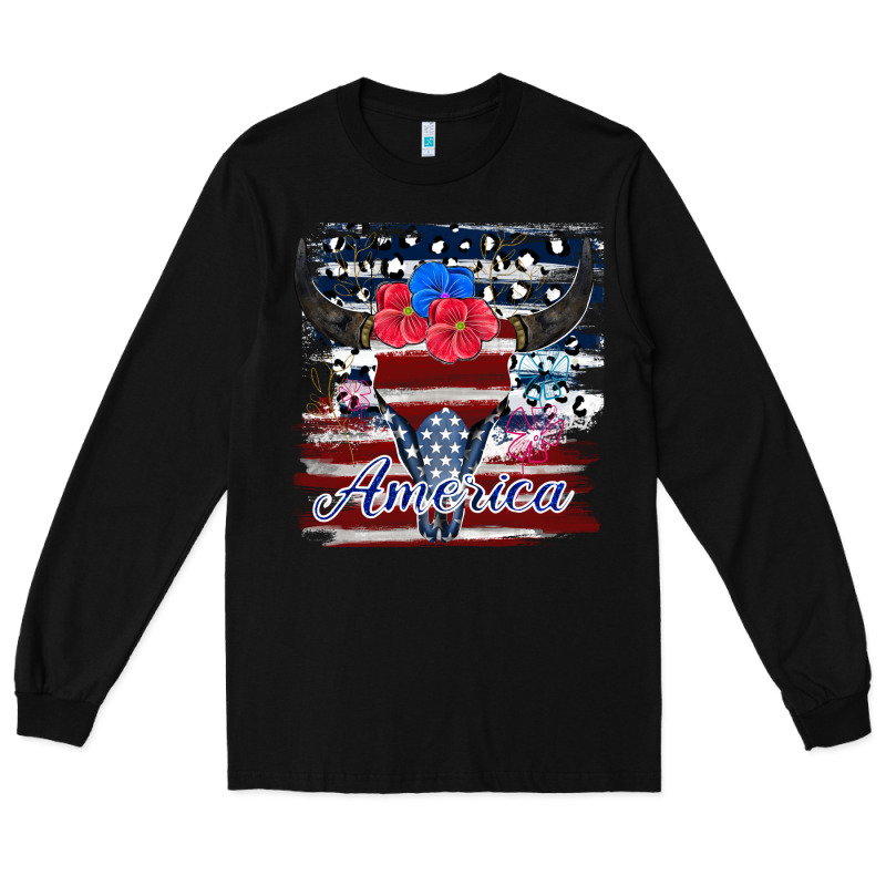 Bull Skull America Long Sleeve Tee by JahusDesignShop | Teevron
