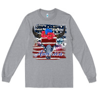 Heather Grey bull skull america Long Sleeve Tee - JahusDesignShop