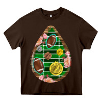 Chocolate Brown american football and western roses teardrop Heavy Core Tee - BundleAndBundleShop