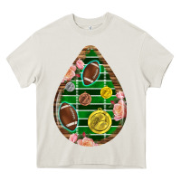 Cream american football and western roses teardrop Heavy Core Tee - BundleAndBundleShop