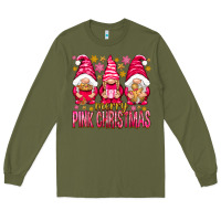 Army Green Merry pink Christmas gnomes Long Sleeve Tee - NancyCooperArtShop