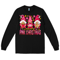 Black Merry pink Christmas gnomes Long Sleeve Tee - NancyCooperArtShop