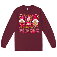 Burgundy Merry pink Christmas gnomes Long Sleeve Tee - NancyCooperArtShop