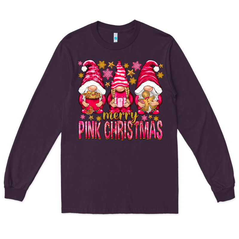 Merry Pink Christmas Gnomes Long Sleeve Tee by NancyCooperArtShop | Teevron
