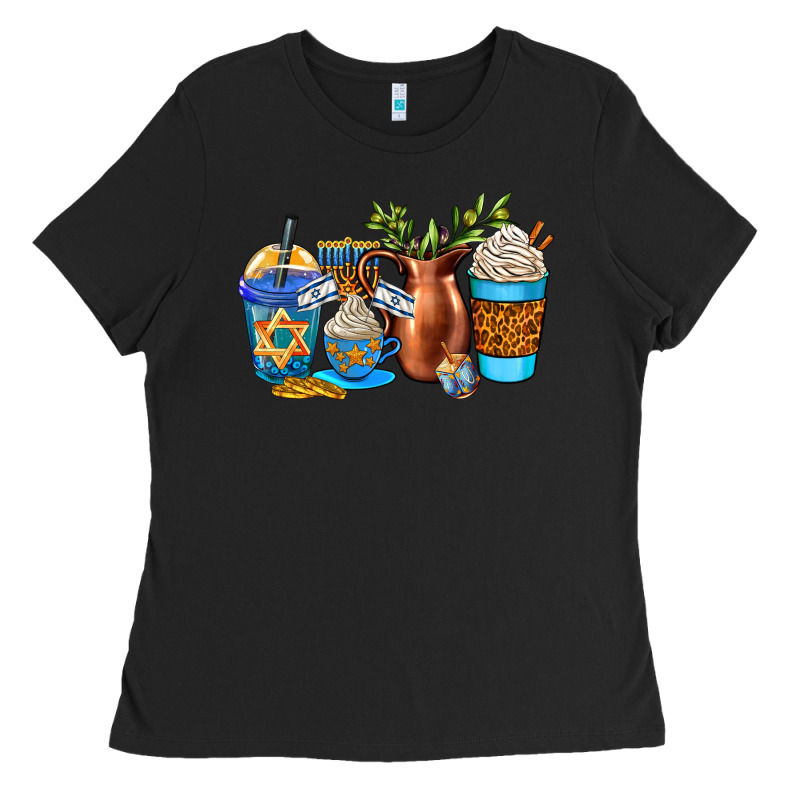 Hannukah Coffee Cups Ladies Tee by AdoDesignShop | Teevron