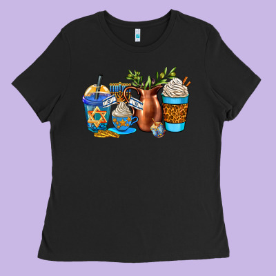 Hannukah Coffee Cups Ladies Tee Designed By Adodesignshop