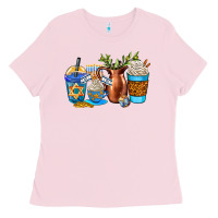 Bubblegum Pink hannukah coffee cups Ladies Tee - AdoDesignShop