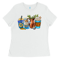 White hannukah coffee cups Ladies Tee - AdoDesignShop