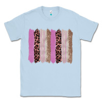 Dusty Blue pink glitter leopard brushstroke background Classic Tee - RanaPortraitStore