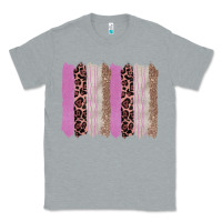 Heather Grey pink glitter leopard brushstroke background Classic Tee - RanaPortraitStore