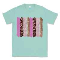 Seafoam pink glitter leopard brushstroke background Classic Tee - RanaPortraitStore